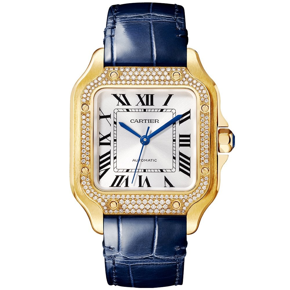 Santos de Cartier Medium Diamond Set Automatic 18ct Yellow Gold Watch