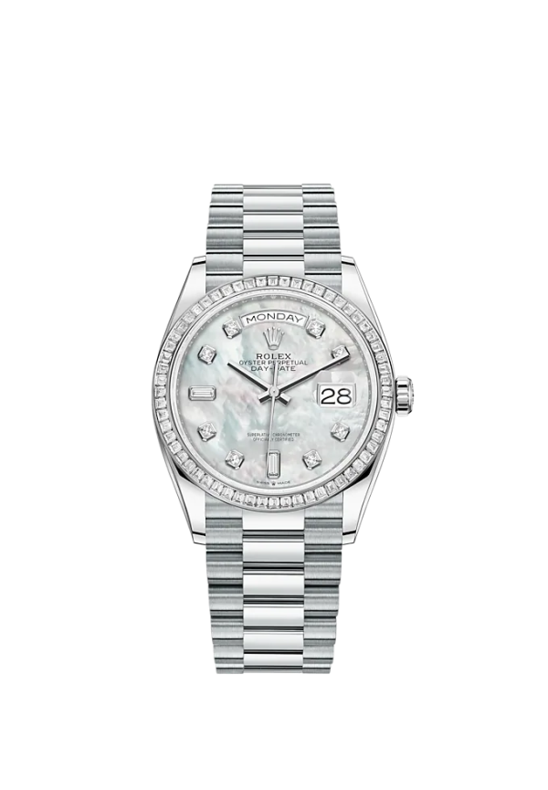 Rolex Day-Date, 36mm, Platinum and Diamonds, Ref# 128396tbr-0005