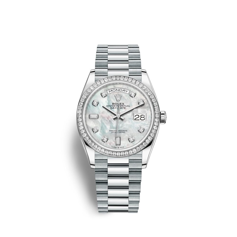 Rolex Day-Date, 36mm, Platinum and Diamonds, Ref# 128396tbr-0005