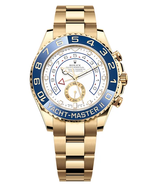 Rolex Yachtmaster II 44, 18k Yellow Gold, White Arabic Dial, Oyster Bracelet Mens Watch 116688-0002