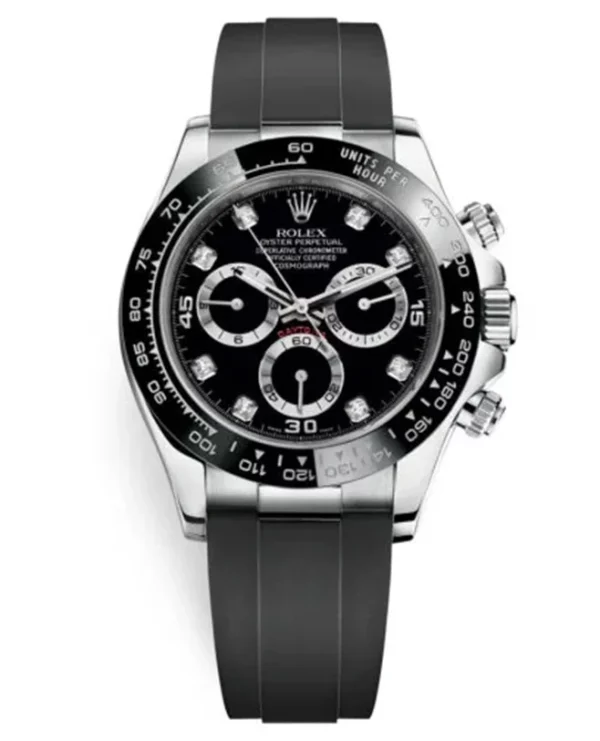 Rolex Cosmograph Daytona 116519LN Black Diamond Dial Oysterflex White Gold Mens Watch