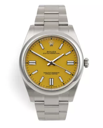 Rolex 124300 Oyster Perpetual 41 "Yellow Dial" Rolex 5 Year Warranty