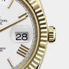 Rolex Day-Date 40 Presidential White dial, Fluted Bezel, President bracelet, Yellow gold Watch