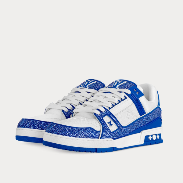 LV Trainers Swarovski Crystals & Monogram-Embossed Blue