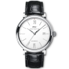 Portofino 40mm Silver Dial Men's Leather Strap Watch