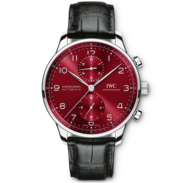 Portugieser 41mm Red Dial Men's Chronograph Strap Watch