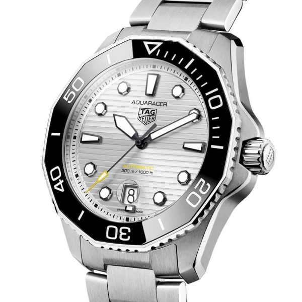 Aquaracer 43mm Silver Dial & Ceramic Bezel Men's Automatic Bracelet Watch