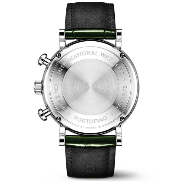 Portofino 39mm Green Dial Chronograph Leather Strap Watch