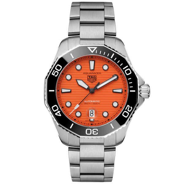 Aquaracer 43mm Orange Dial & Ceramic Bezel Men's Automatic Bracelet Watch