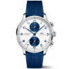 Portugieser 41mm Silver/Blue Dial Chronograph Rubber Strap Watch