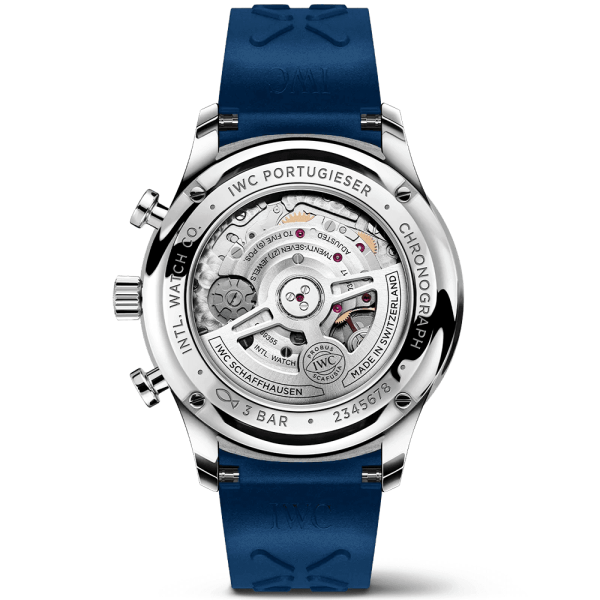 Portugieser 41mm Silver/Blue Dial Chronograph Rubber Strap Watch