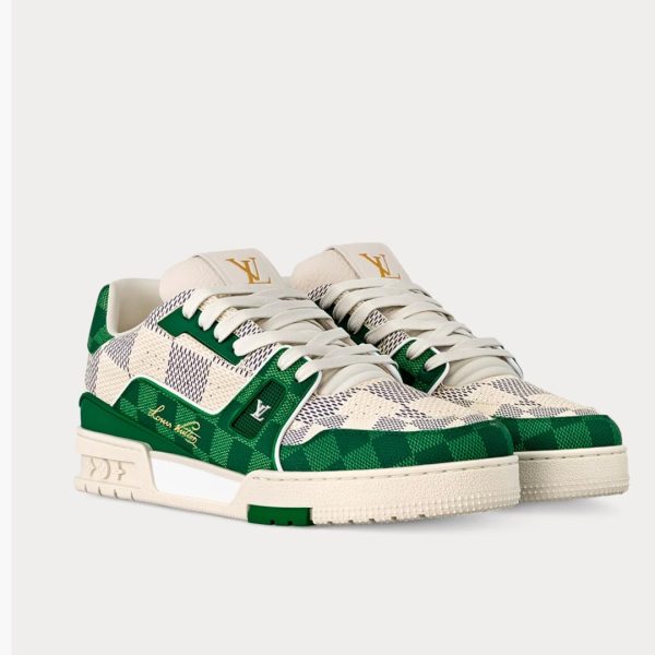 LV Trainers Damier Grained Calf Leather Green