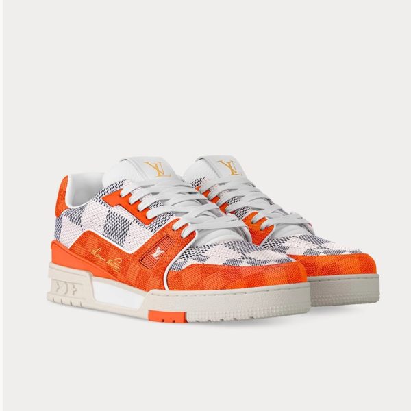 LV Trainers Damier Grained Calf Leather Orange