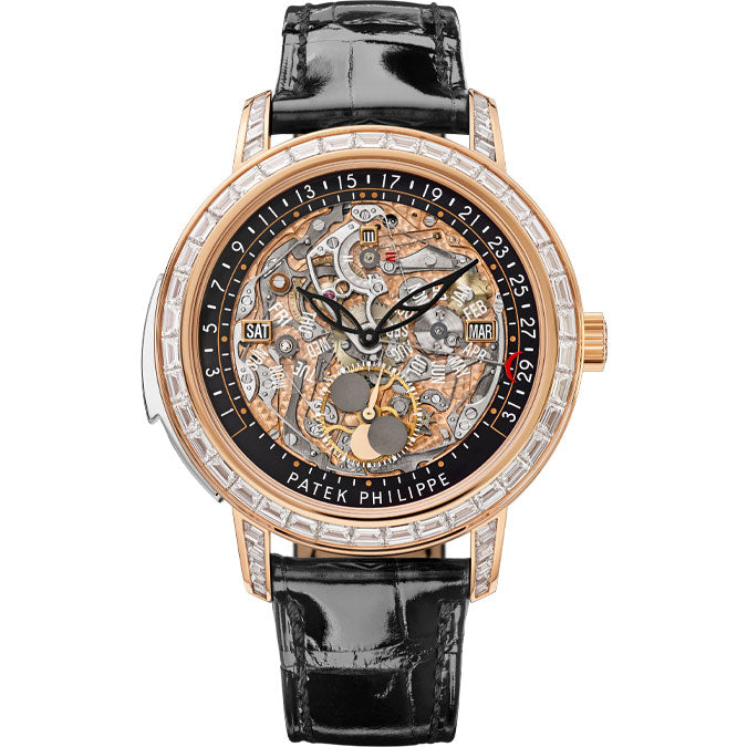 Patek Philippe Grand Complication, 18k Rose Gold set with baguette diamonds, 43mm, Ref# 5304/301R-001