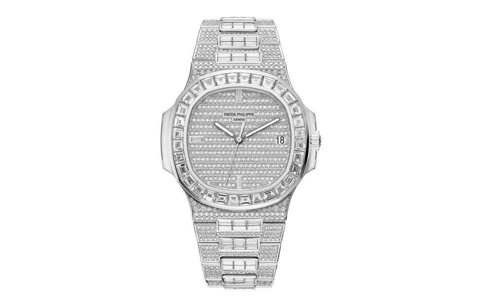 Patek Philippe Nautilus Date, Sweep Seconds Watch, 18k White Gold and 1,343 diamonds: ~18.73 ct., 40mm, Ref# 5719/10G-010