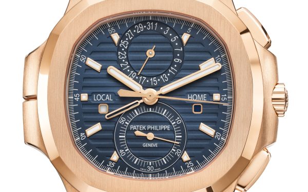 Patek Philippe Nautilus Travel Time Chronograph Watch, 18k Rose Gold, 40,5 mm, Ref# 5990/1R-001