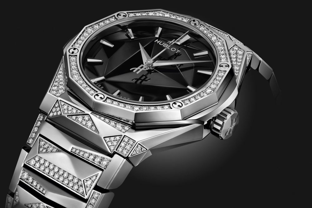 Hublot Classic Fusion ORLINSKI BRACELET TITANIUM ALTERNATIVE PAVÉ Ref# 550.NS.1800.NS.3804.ORL22