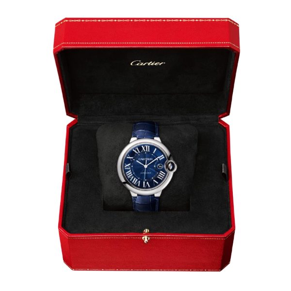 Ballon Bleu 42mm Blue Dial Men's Automatic Leather Strap Watch