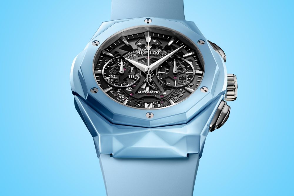 Hublot Classic Fusion AEROFUSION CHRONOGRAPH ORLINSKI SKY BLUE CERAMIC Ref# 525.ES.0170.RX.ORL22