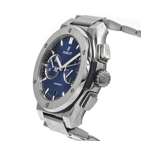 Hublot Classic Fusion Blue Chronograph Titanium Bracelet 45mm, Ref# 520.NX.7170.NX