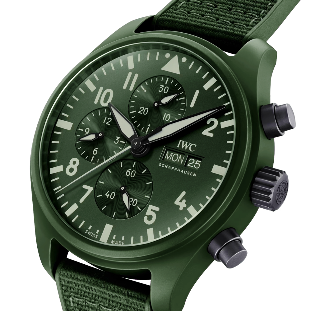 Pilot's Top Gun 'Woodland' 44.5mm Green Ceramic Chronograph Watch