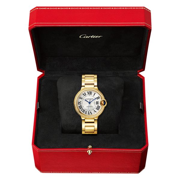 Ballon Bleu de Cartier 36mm 18ct Yellow Gold Diamond Bezel Watch