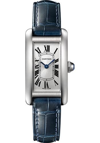 Cartier Tank Americaine Watch - 34.80 mm Steel Case - Navy Blue Alligator Strap - WSTA0016