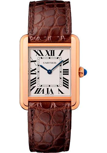 Cartier Tank Solo Watch - 31 mm Pink Gold Case - Brown Alligator Strap - W5200024